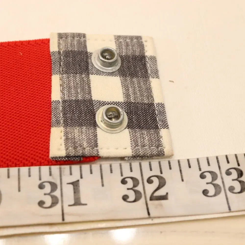 Vintage 70s Waist Belt Women 8 M Red Stretch Black White Check Snap